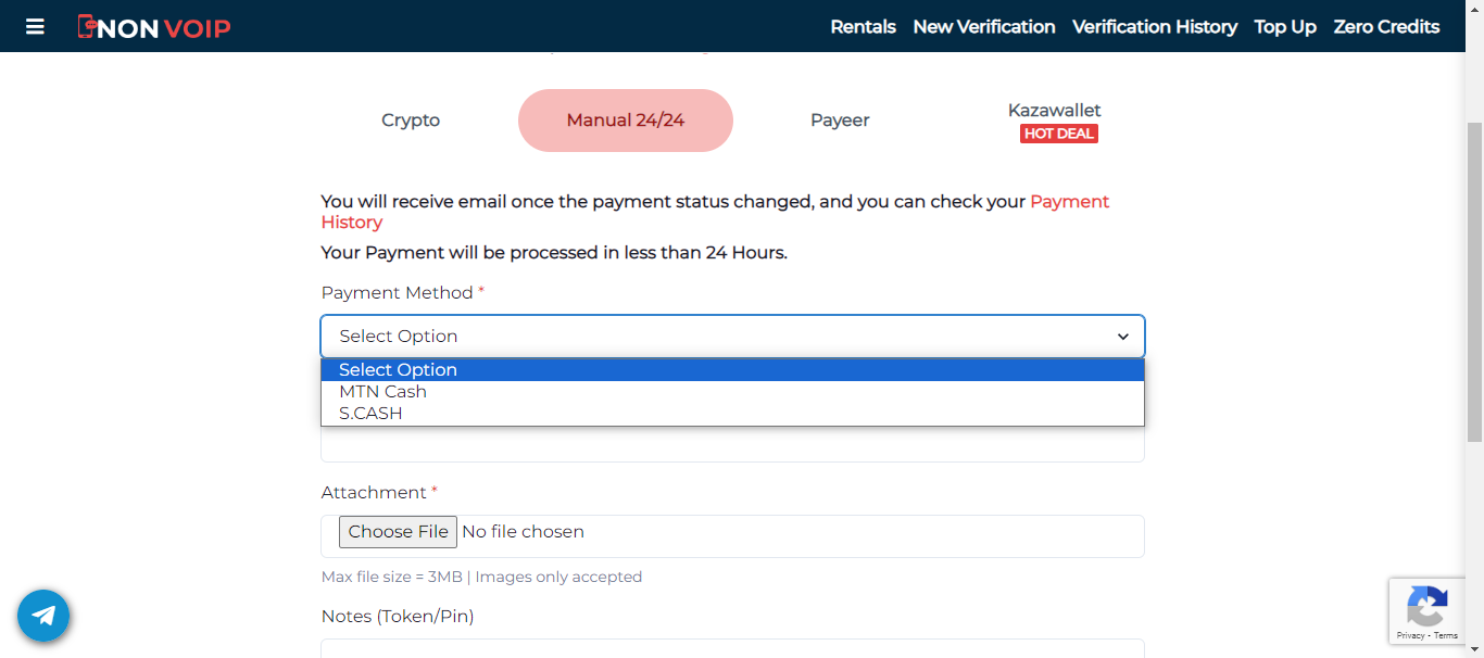 Manual non-voip Deposits 24/24