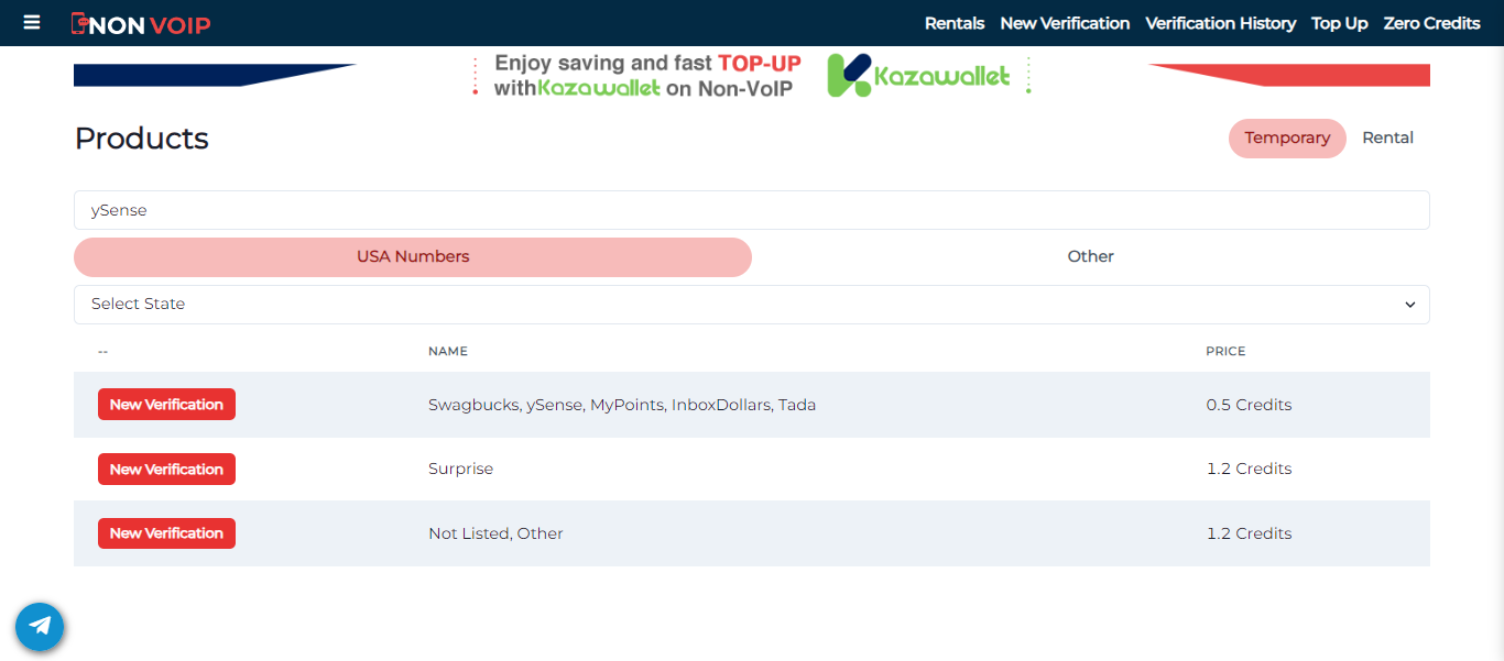 Activating ySense Account with Non-VoIP Numbers