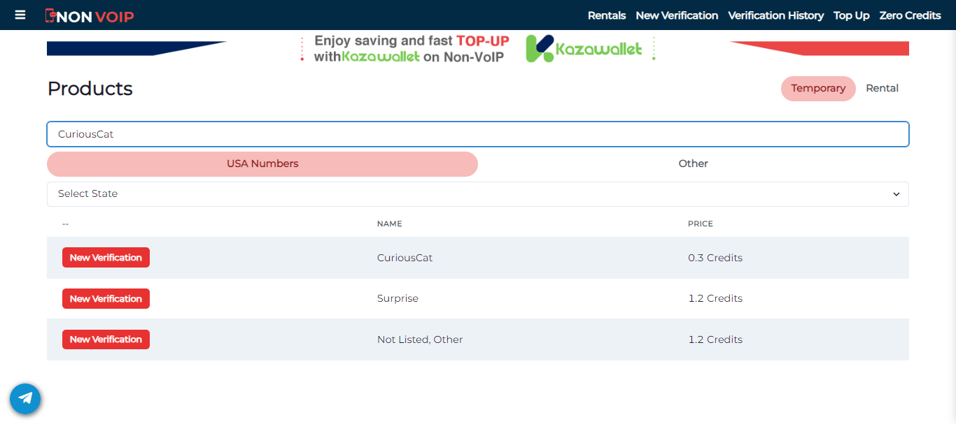 Selecting Non-VoIP Numbers