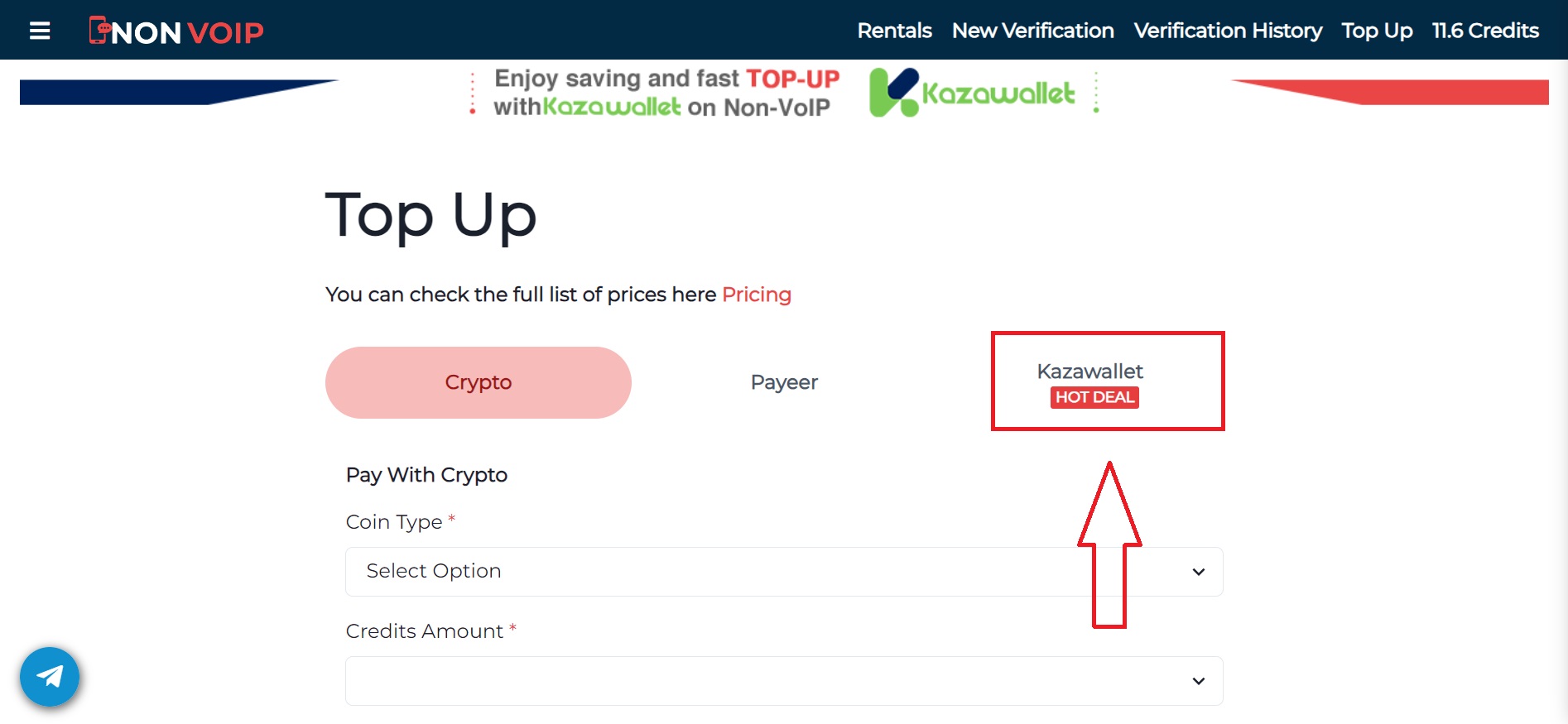 Steps to Top Up Your Non-VoIP Account Using Kazawallet